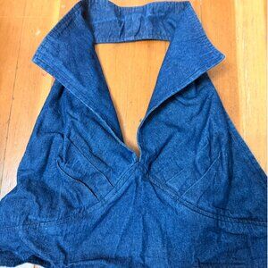 Freddies of Pinewood Denim Halter Cropped Top Size UK 12/ Women's Small